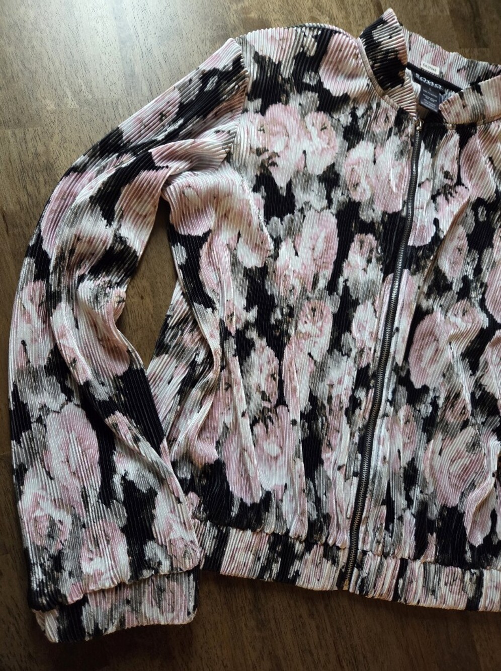 Floral Pleated Lightweight Bomber Jacket